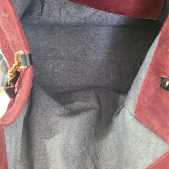 Clare V. Vivier Burgundy Suede Simple Tote Purse Bag - Picture 4 of 6